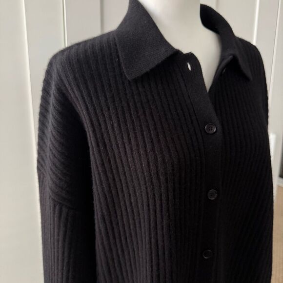 Reformation Black Fantino Cashmere Collared Cardigan - Small - Picture 3 of 8